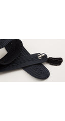 1990s Black Silk Passementerie Adjustable Tassel Belt