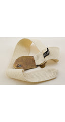 1980s Brass Fish Buckle Cream Adjustable Stretch Belt