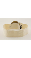 1980s Brass Fish Buckle Cream Adjustable Stretch Belt