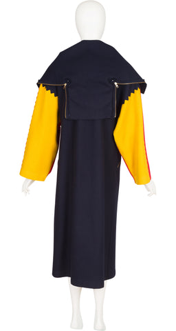 1982-83 F/W Runway Color-Block Wool Hooded Jester Coat
