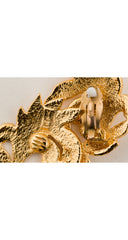 1980s Lace Leaf Gold Metal Clip-On Earrings