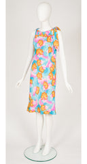 1960s Italian Abstract Print Silk Sleeveless Dress