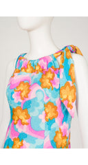 1960s Italian Abstract Print Silk Sleeveless Dress