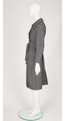 1970s Gray Herringbone Double-Breasted Trench Coat