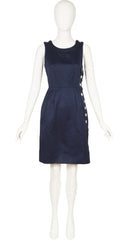 1995 S/S Navy Brushed Cotton Button Up Sheath Dress