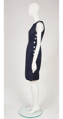 1995 S/S Navy Brushed Cotton Button Up Sheath Dress