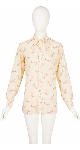 1970s Men's "The Pink Panther" Novelty Print Button-Up Shirt