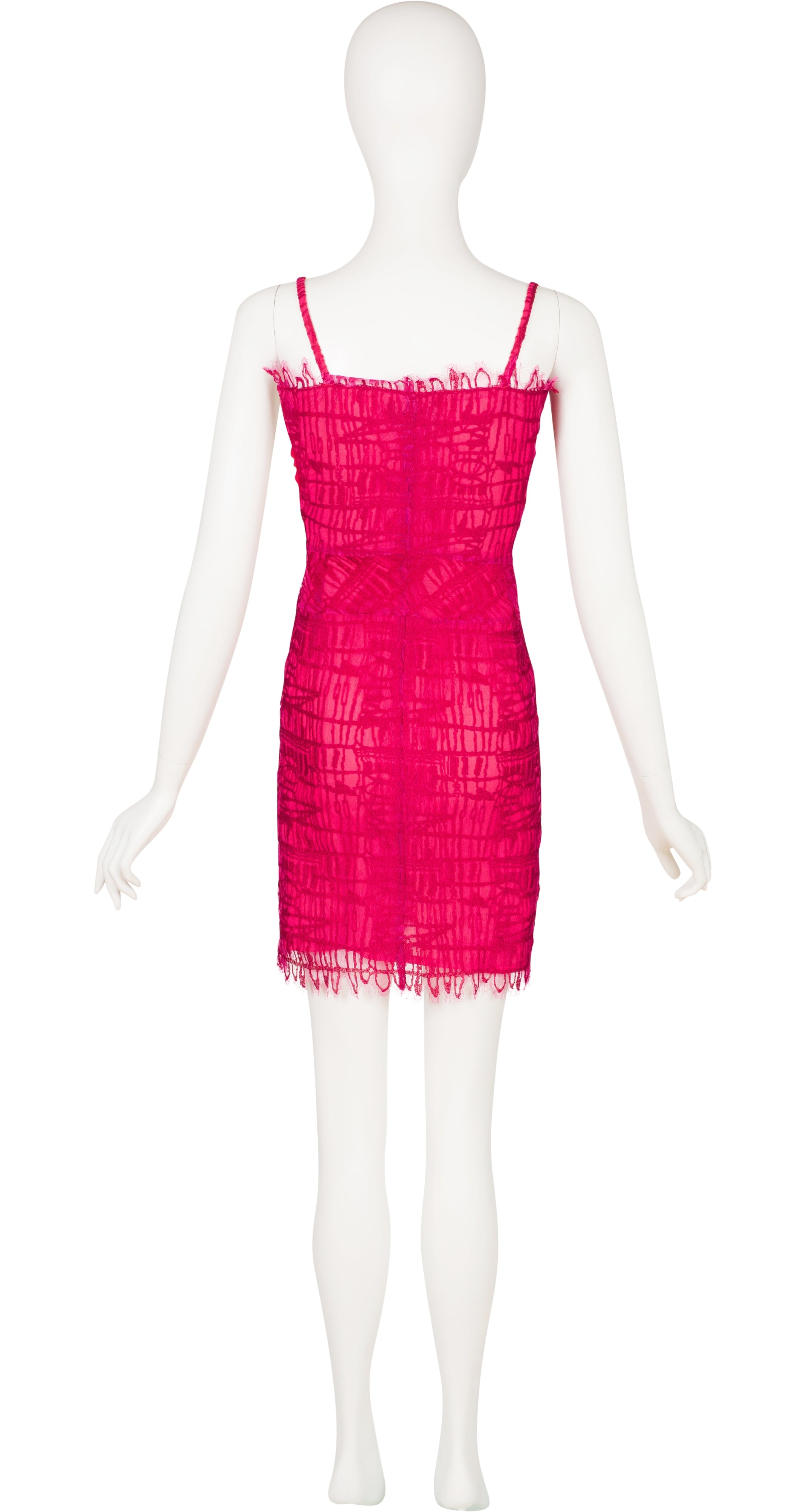 Christian Lacroix 2000s Hot Pink Lace Sleeveless Mini Dress ...