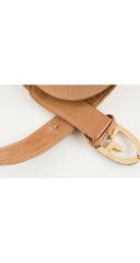 1970s GG Buckle Beige Monogram Leather Waist Belt