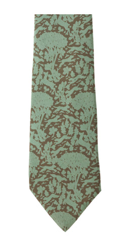 1990s Sage Forest Silhouette Print Silk Twill Tie