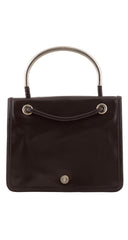 1950s Brown Leather Silver Top Handle Bag