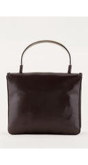 1950s Brown Leather Silver Top Handle Bag