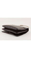 1950s Brown Leather Silver Top Handle Bag