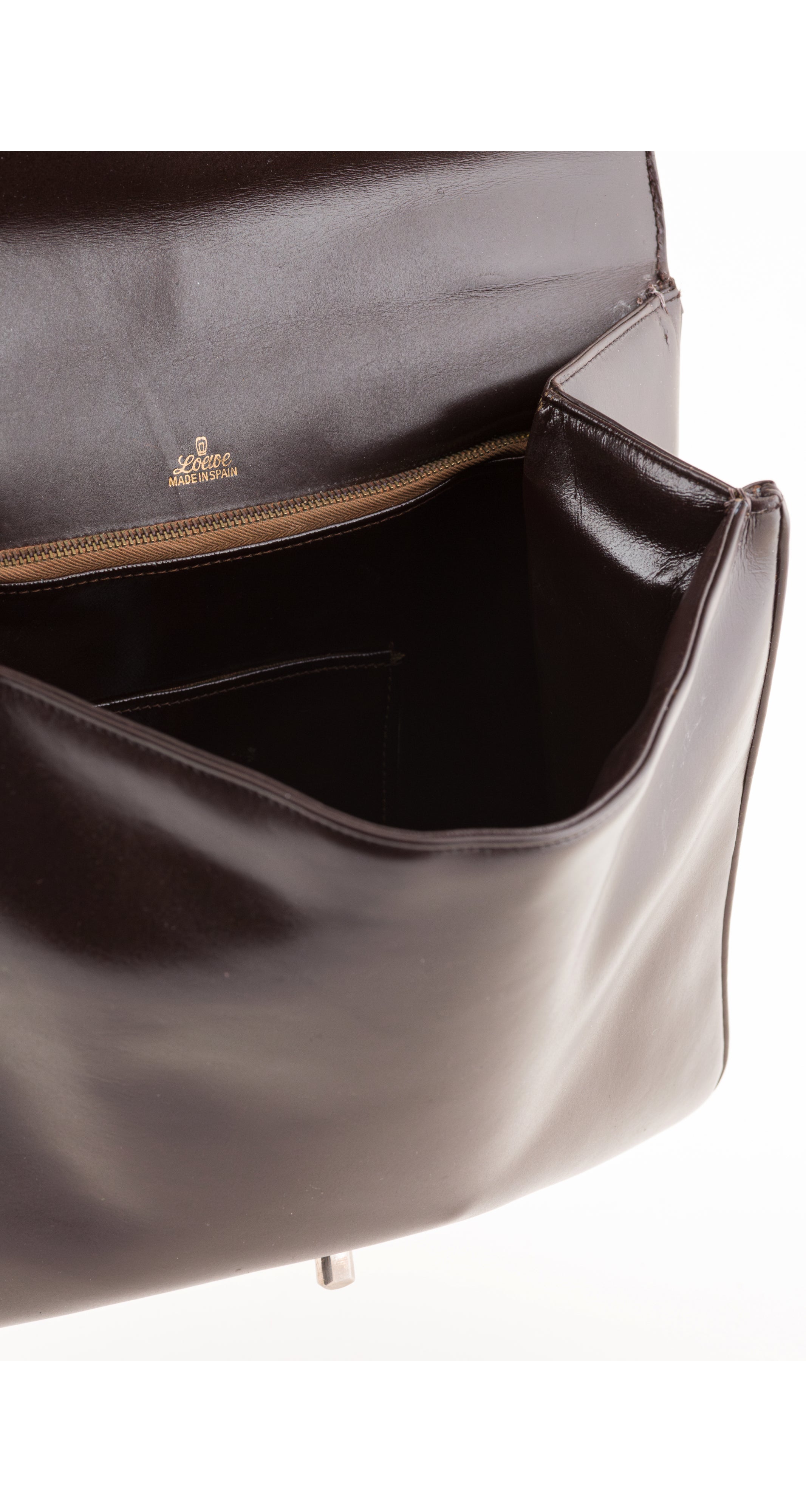 1950s Brown Leather Silver Top Handle Bag