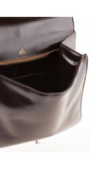 1950s Brown Leather Silver Top Handle Bag