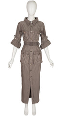 2011 S/S Taupe Utility Button-Up Maxi Dress