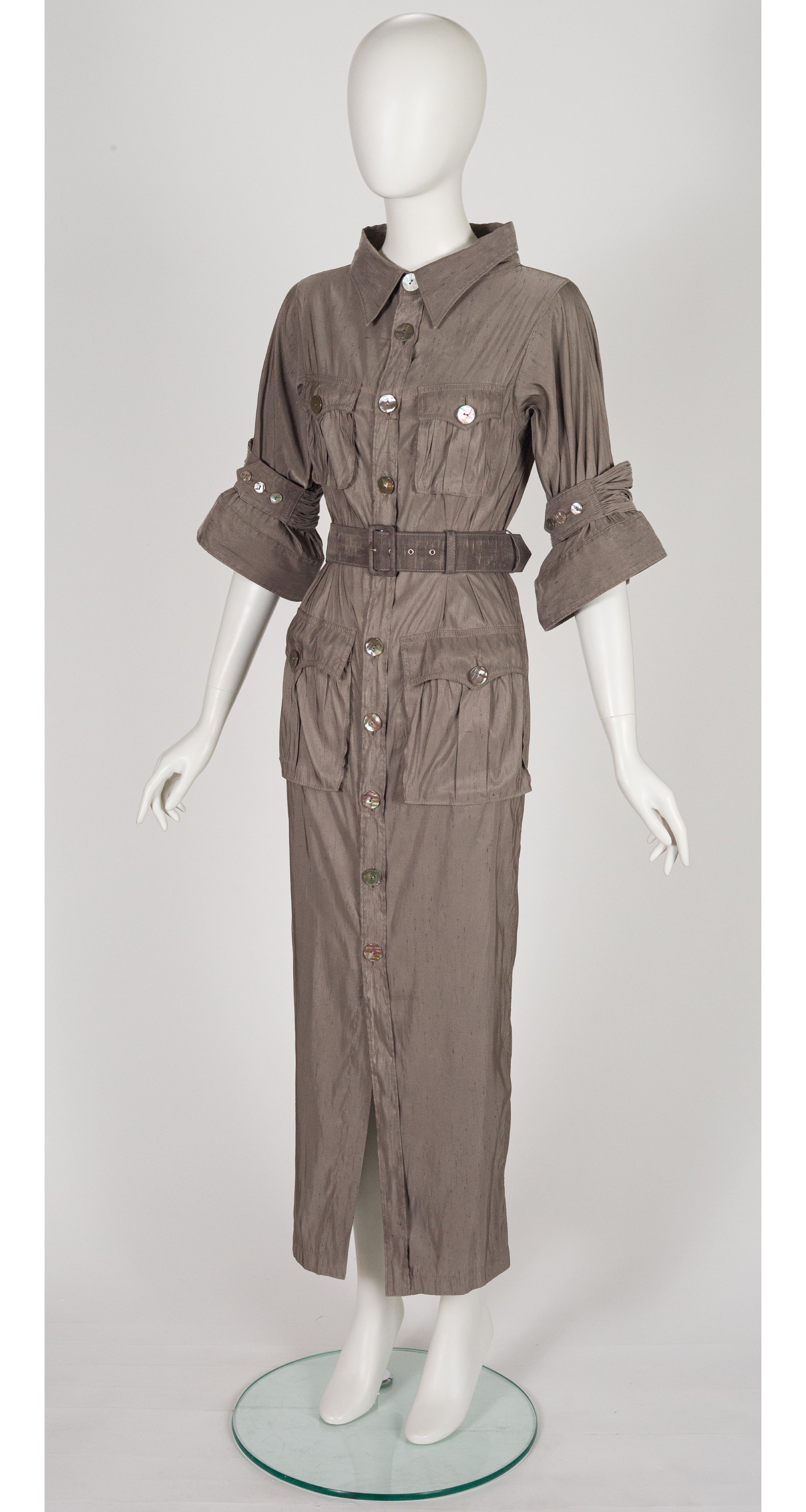 2011 S/S Taupe Utility Button-Up Maxi Dress