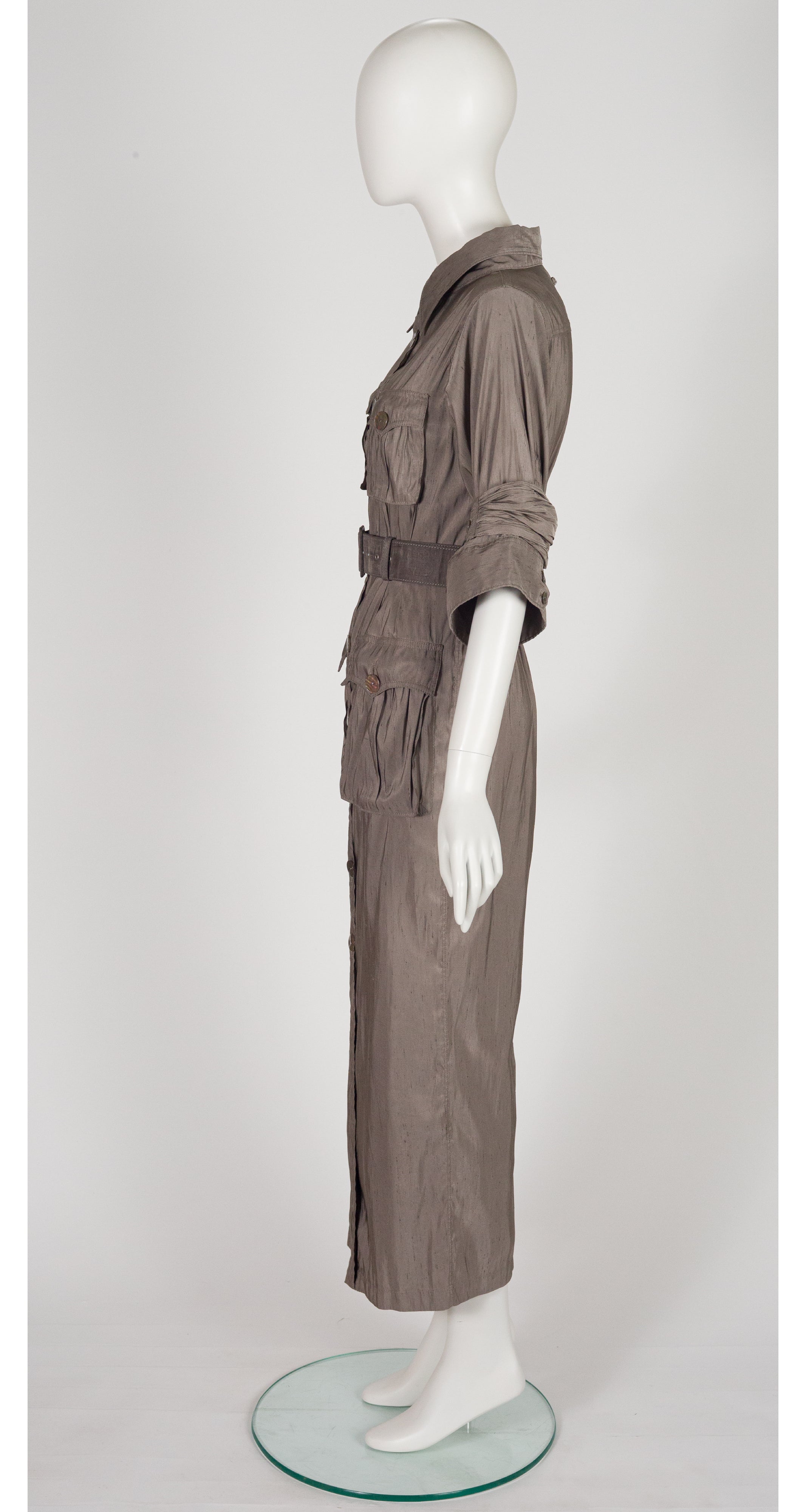 2011 S/S Taupe Utility Button-Up Maxi Dress