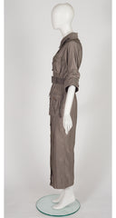 2011 S/S Taupe Utility Button-Up Maxi Dress
