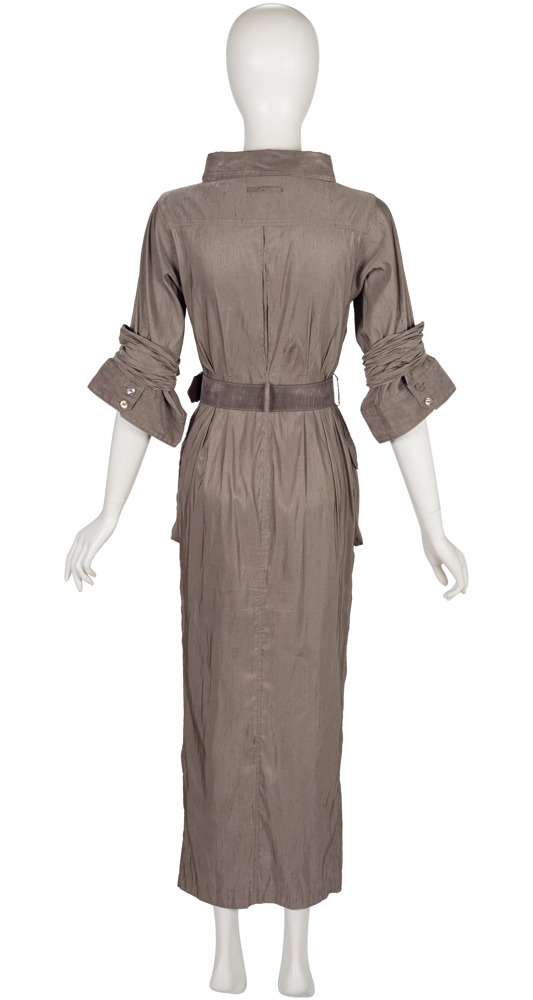 2011 S/S Taupe Utility Button-Up Maxi Dress