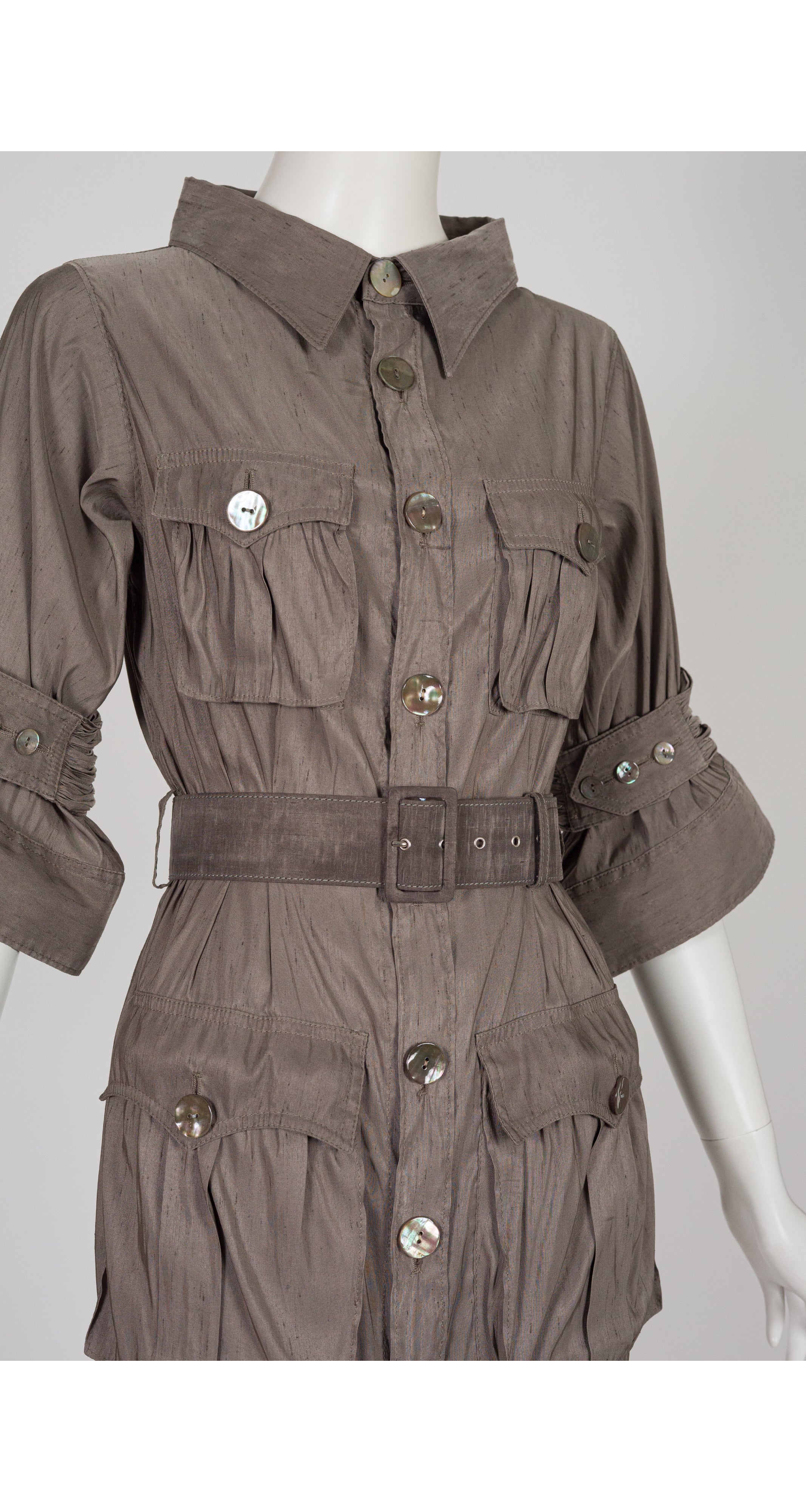 2011 S/S Taupe Utility Button-Up Maxi Dress