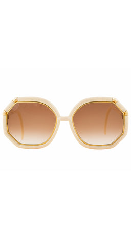 1970s Cream & Gold Gradient Oversized Sunglasses