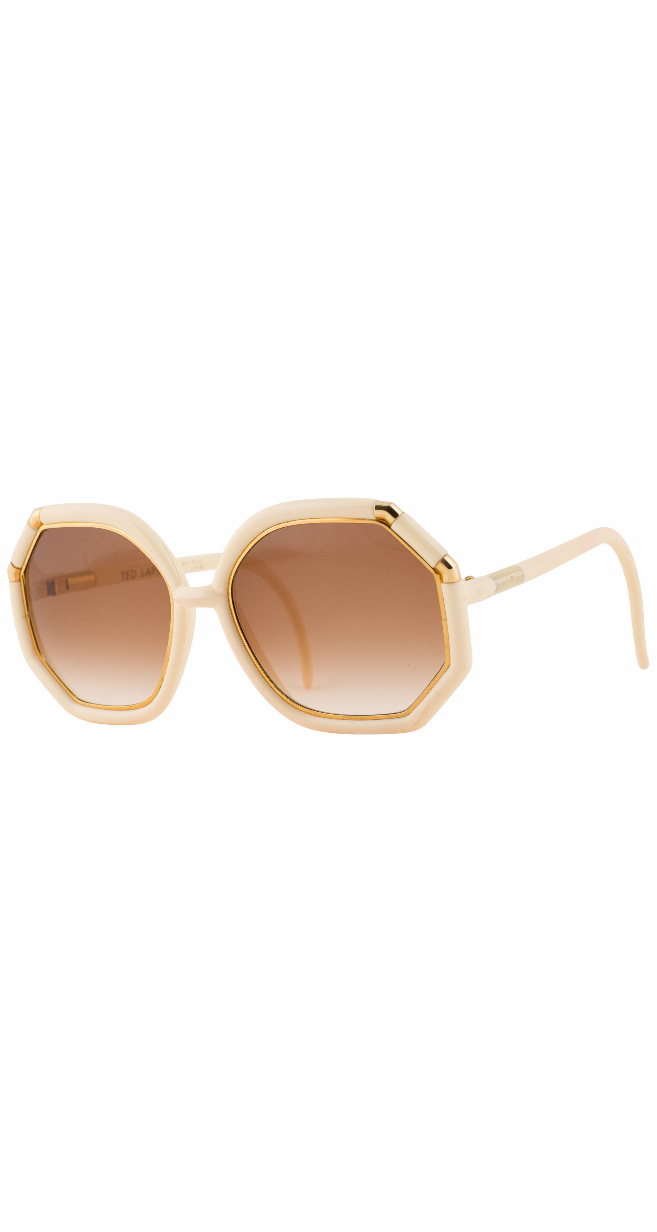 1970s Cream & Gold Gradient Oversized Sunglasses