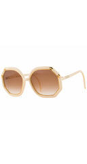 1970s Cream & Gold Gradient Oversized Sunglasses