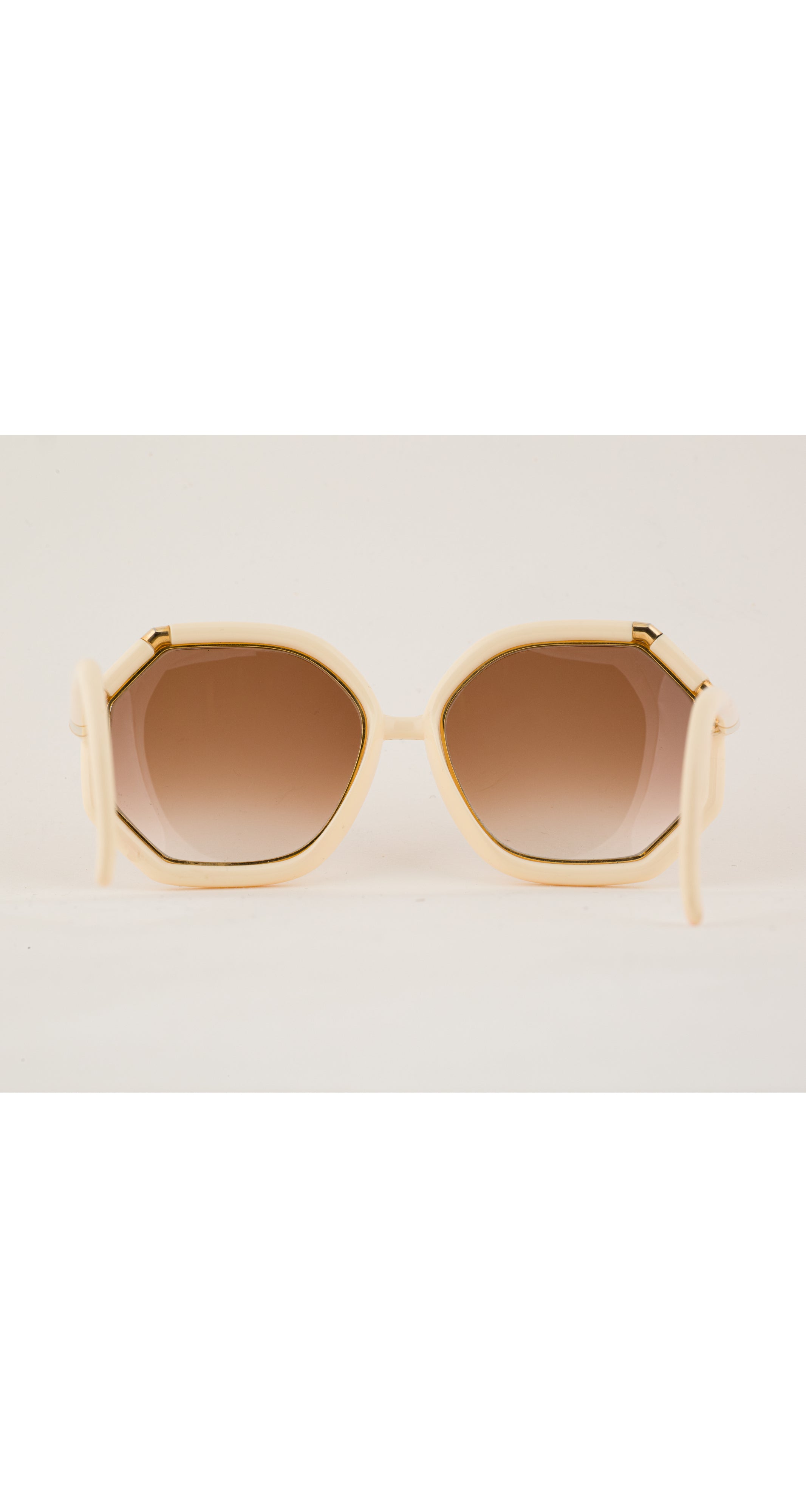1970s Cream & Gold Gradient Oversized Sunglasses