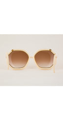 1970s Cream & Gold Gradient Oversized Sunglasses