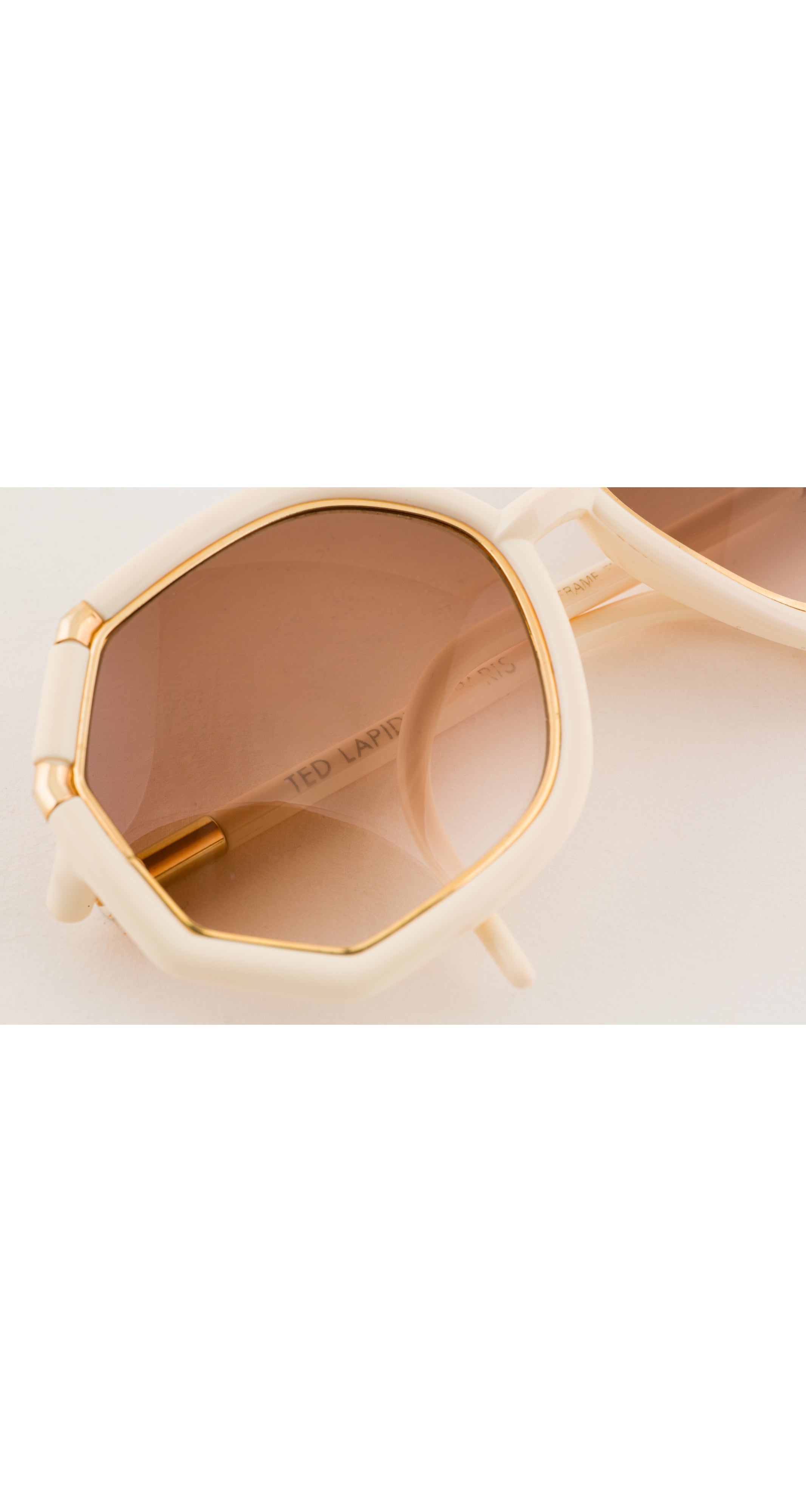 1970s Cream & Gold Gradient Oversized Sunglasses