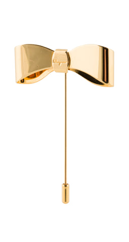 1990s Bow Gold-Tone Stick Pin Brooch
