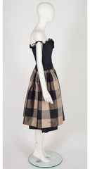 1982 S/S Plaid Silk Taffeta Bustier Party Dress