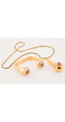 1980s Gold-Plated Faceted Glass Gemstone Jewelry Parure