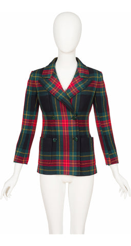 1960s Tartan Print Wool Double-Breasted Jacket