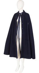 1970s Navy Boiled Wool Collared Cape