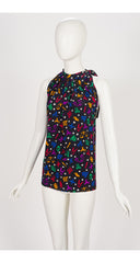 1982 S/S Zodiac Sign Black Silk Top & Maxi Skirt Set