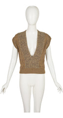 1970s Striped Wool Deep V-Neck Sweater Vest