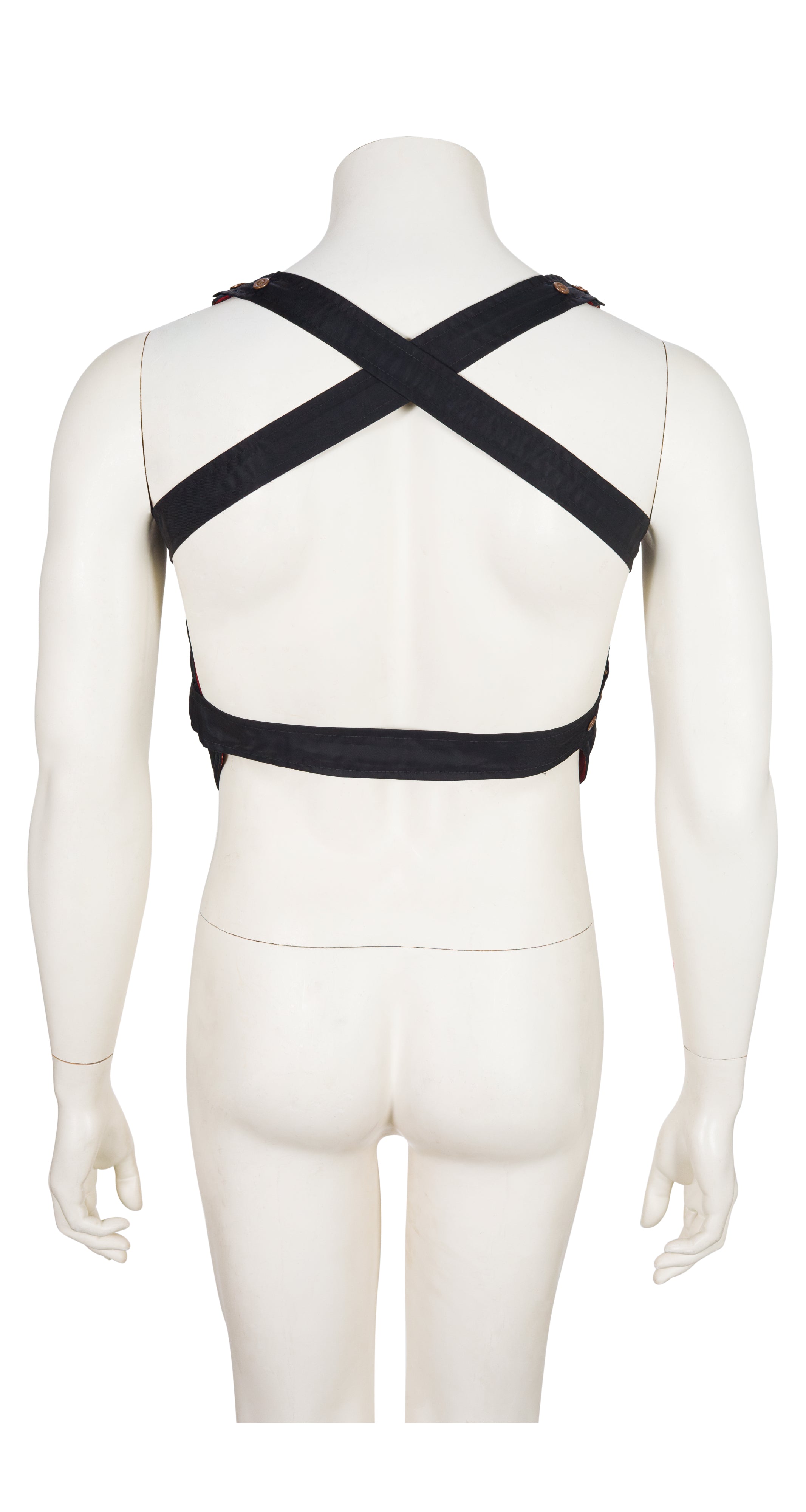 1990s "Safe Sex" Black Nylon Cross-Back Utility Vest