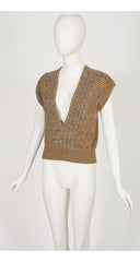 1970s Striped Wool Deep V-Neck Sweater Vest