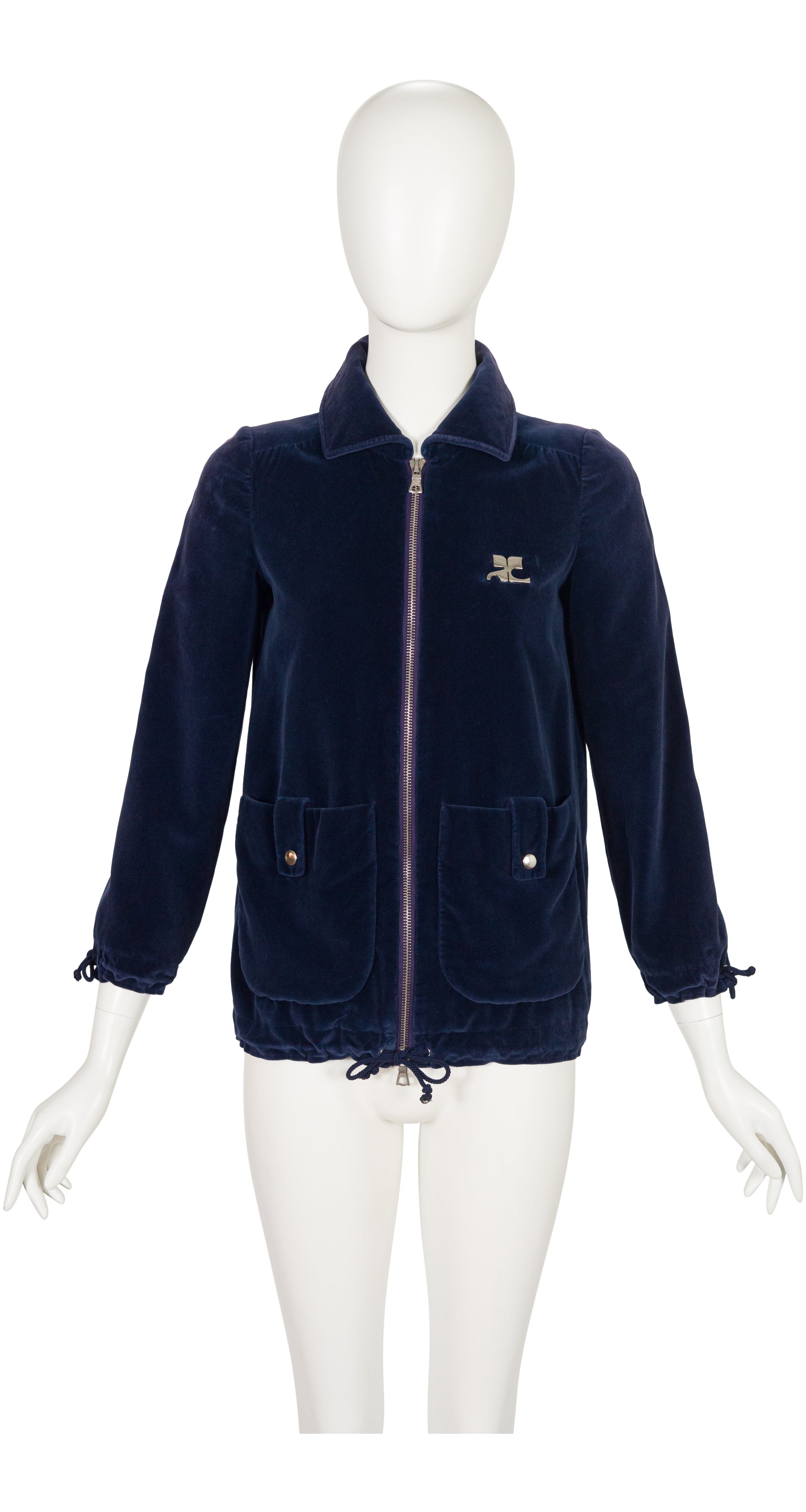 1970s Logo Navy Cotton Velour Zip-Up Jacket
