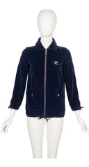 1970s Logo Navy Cotton Velour Zip-Up Jacket