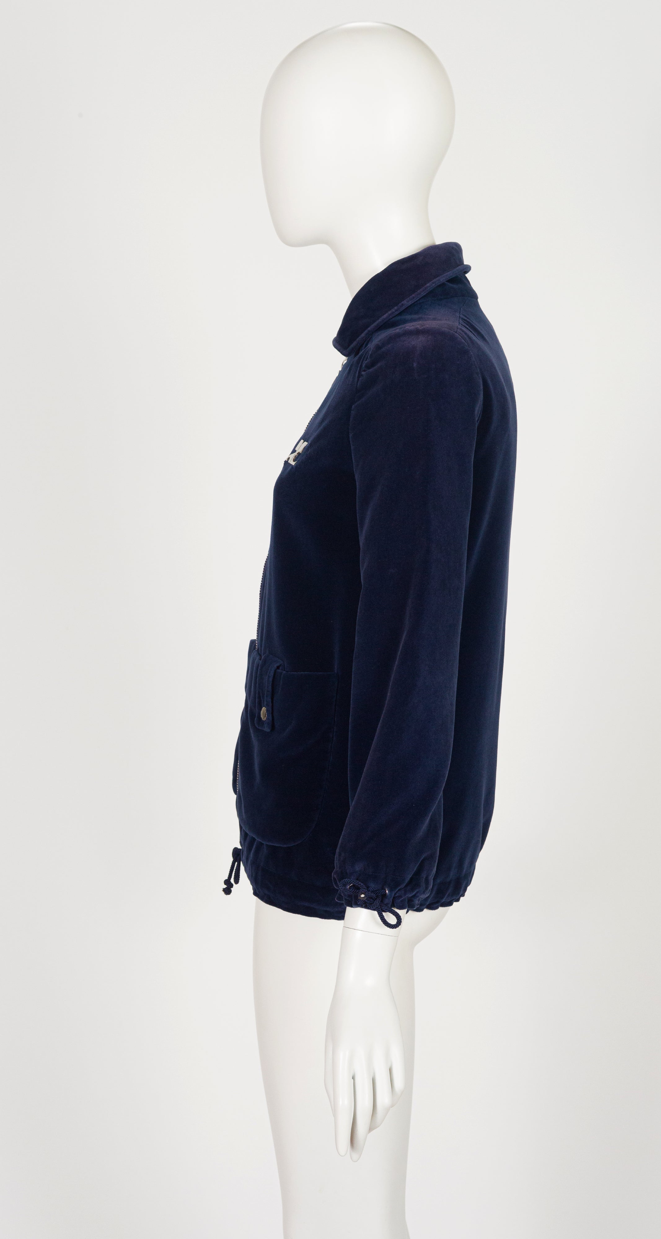1970s Logo Navy Cotton Velour Zip-Up Jacket