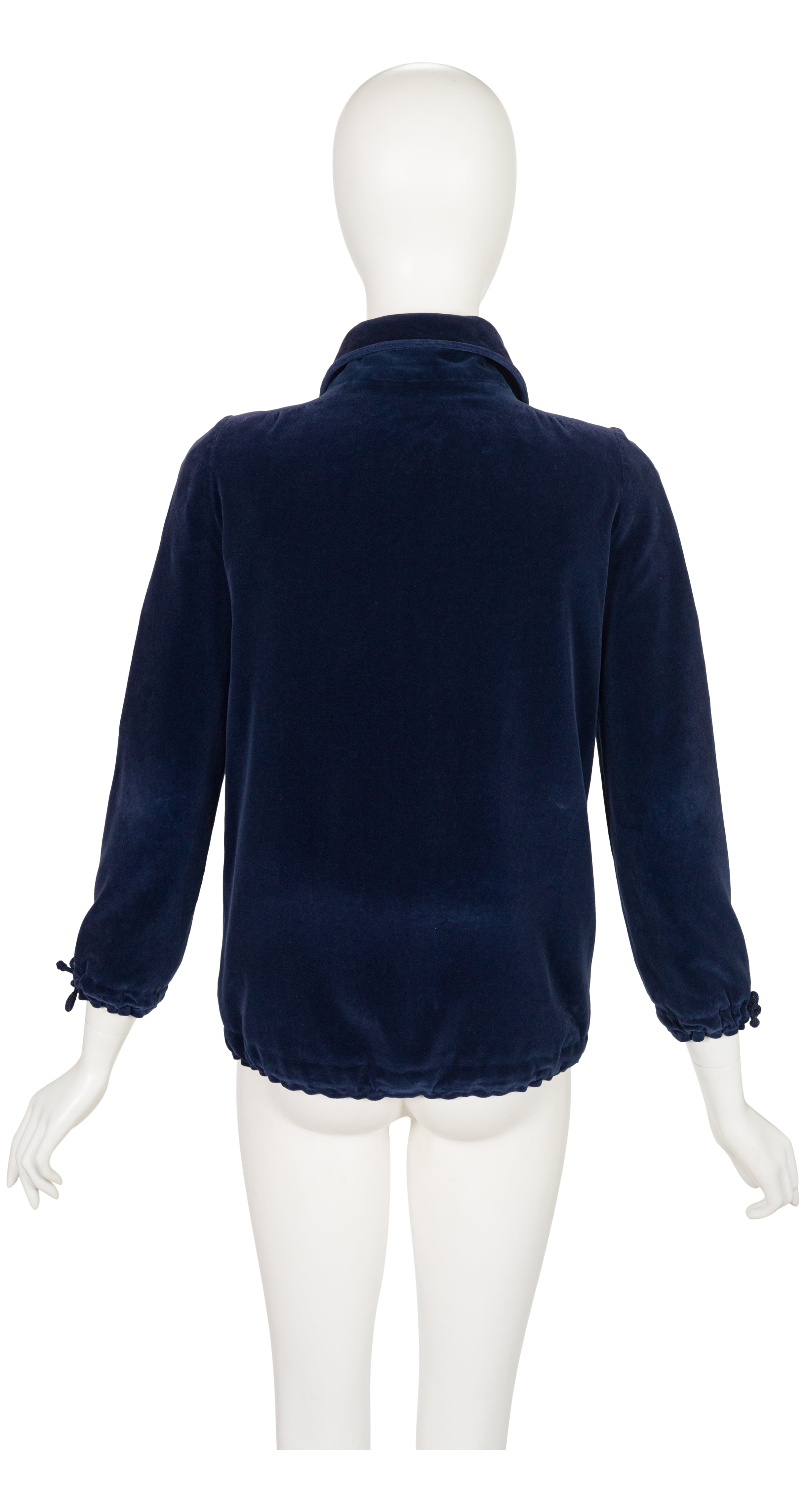 1970s Logo Navy Cotton Velour Zip-Up Jacket