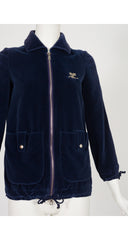 1970s Logo Navy Cotton Velour Zip-Up Jacket