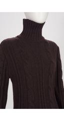 2001-02 F/W Brown Merino Wool Cable Knit Turtleneck Maxi Dress