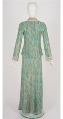 1970s Blue & Green Knit Three-Piece Maxi Outfit