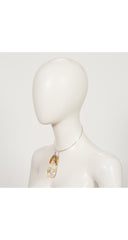 1970s Sterling Silver & Resin Pear Torque Collar Necklace
