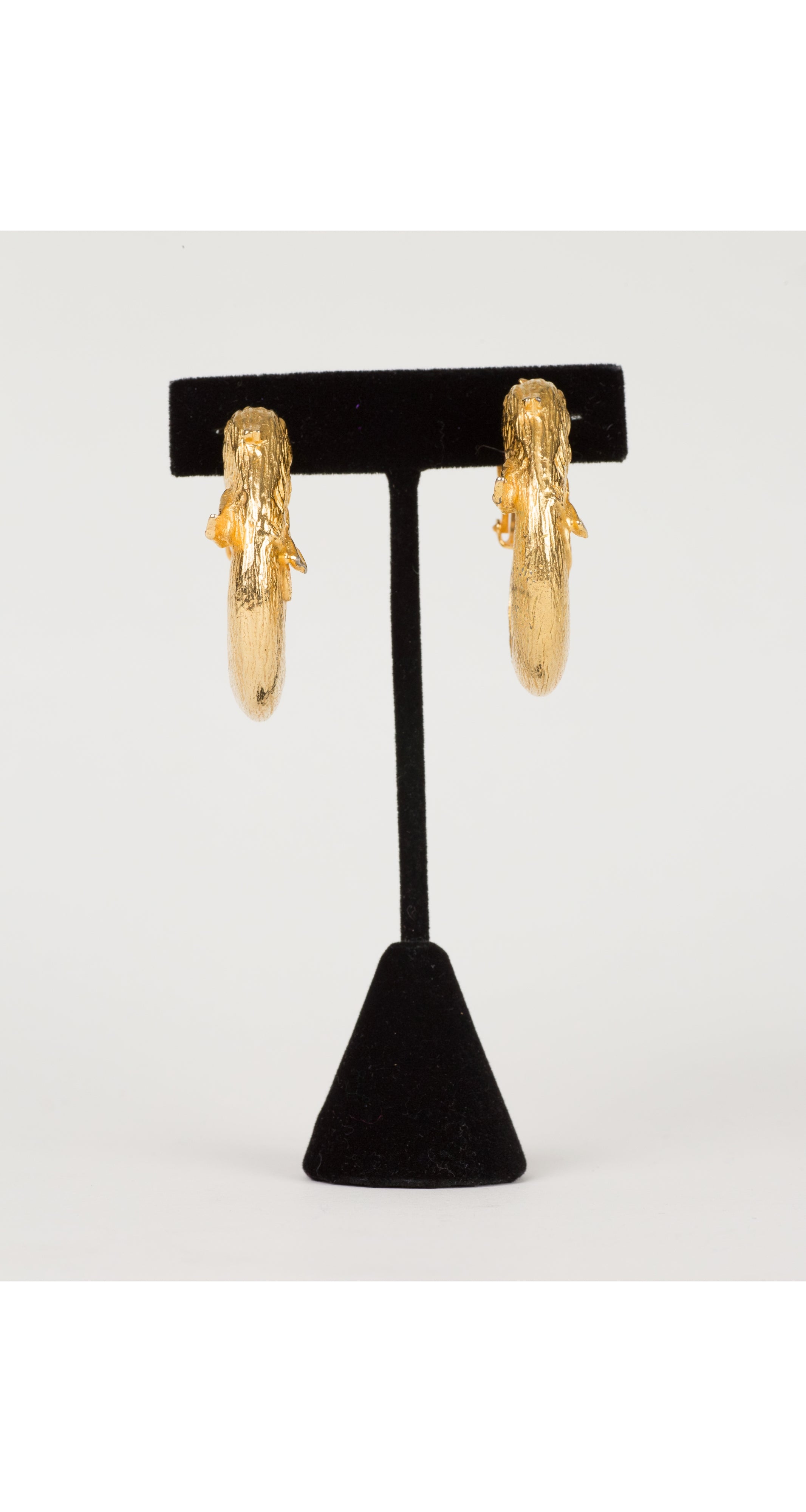 1960s Gold-Tone Fish Figural Clip-On Earrings