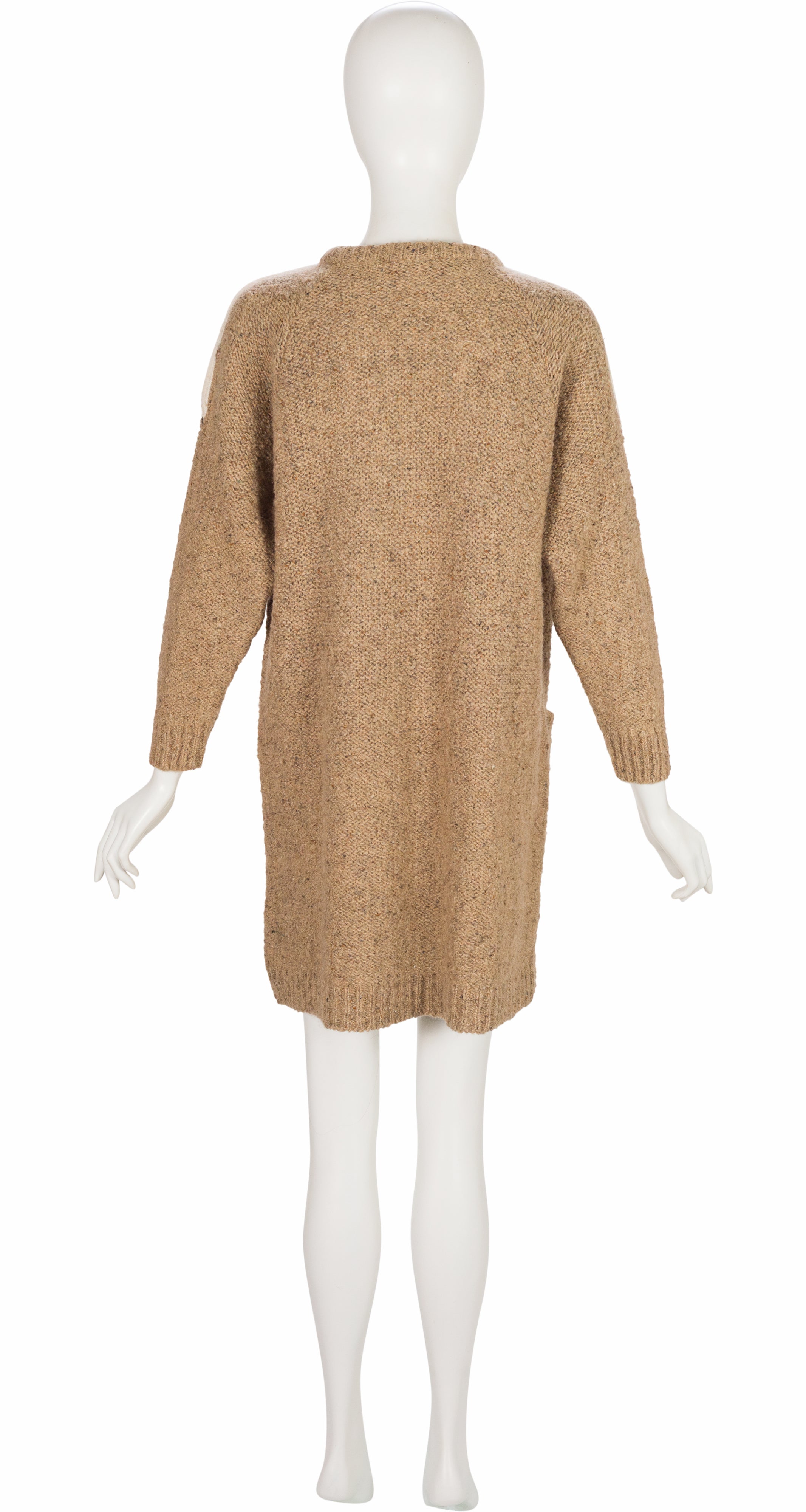 1980s Polar Bear Appliqué Beige Wool Sweater Dress